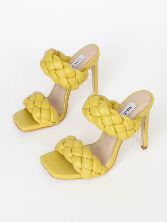 Steve Madden Shoes - Steve Madden Kenley Citron Yellow Green Braided Strap Heels 10